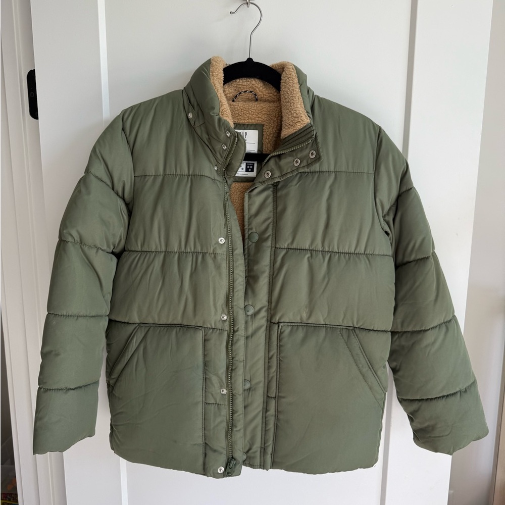 GAP Olive Green Kids Puffer Jacket